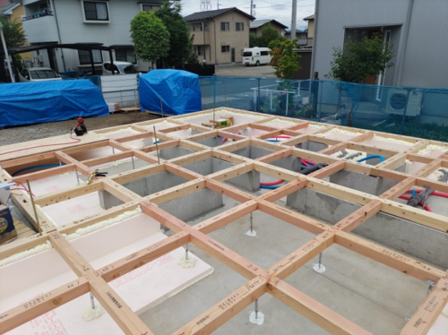 【現場レポート】松本市・新築工事・土台敷き状況